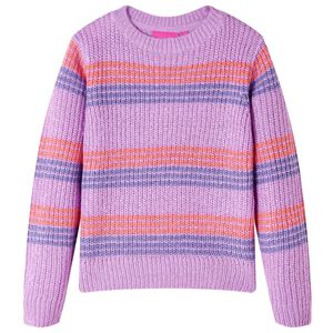 Sweter dziecięcy z dzianiny, w paski, liliowo-r&oacute;żowy, 92