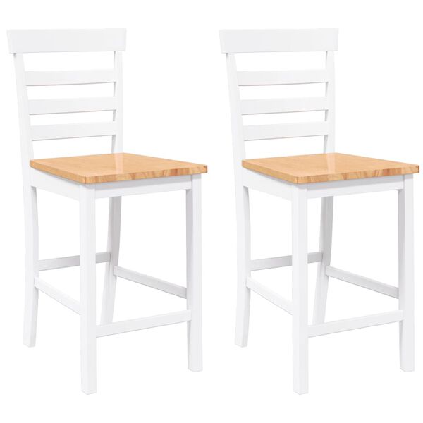 vidaXL Hokery barowe 2 szt. Białe lite drewno gumowe