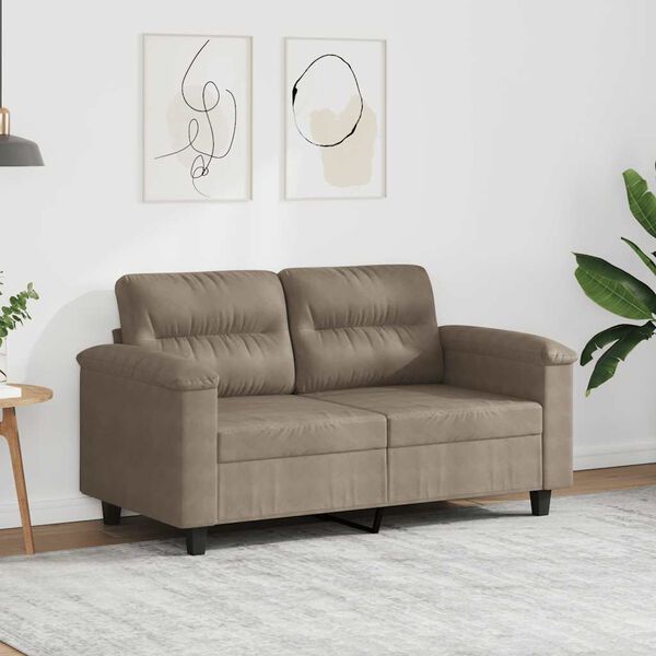 vidaXL Sofa 2-osobowa, kolor taupe, 120 cm,tapicerowana mikrofibrą