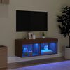 vidaXL Szafka TV z oświetleniem LED, brązowy dąb, 80x30x30 cm