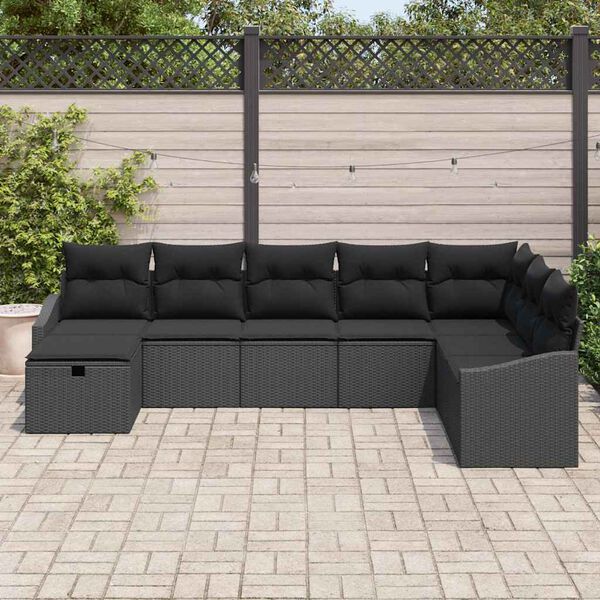vidaXL Zestaw Sof na Ogród 8 pcs Czarny 55 x 62 x 69 cm Polirattan