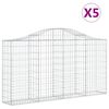 vidaXL Kosze gabionowe, 5 szt, 200x30x100/120 cm, galwanizowane żelazo