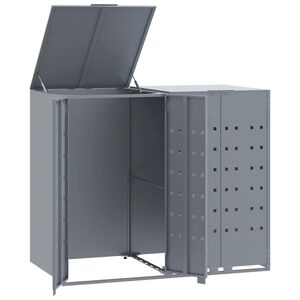 vidaXL Obudowa na 2 kosze na śmieci, szara, 138x79x117 cm, stal