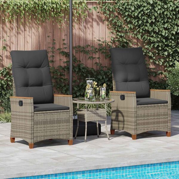 vidaXL Krzesło ogrodowe z regulowanym oparciem Szary i ciemnoszary