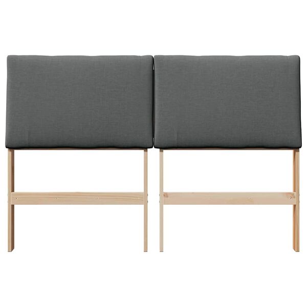 vidaXL Tapicerowane wezgłowie Ciemnoszary 140 cm Lite drewno sosnowe