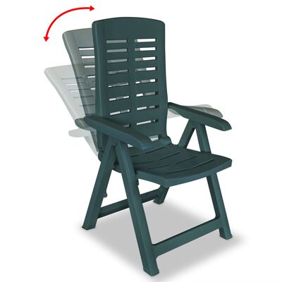 vidaXL Rozkładane krzesła ogrodowe, 4 szt., plastikowe, zielone