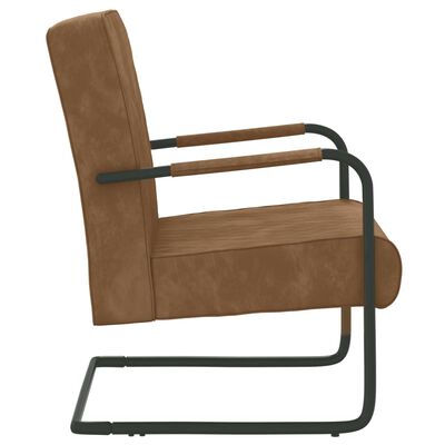 vidaXL Krzesło wspornikowe, brązowe, obite aksamitem