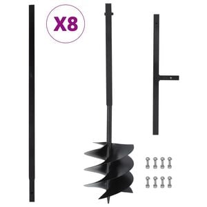 vidaXL Świder glebowy z uchwytem, 250 mm, przedłużany, 8 m, stal
