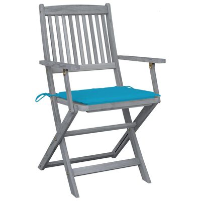 vidaXL Składane krzesła ogrodowe, 4 szt., poduszki, drewno akacjowe