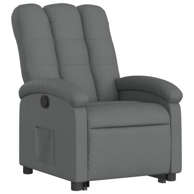 vidaXL Podnoszony fotel rozkładany, ciemnoszary, obity tkaniną