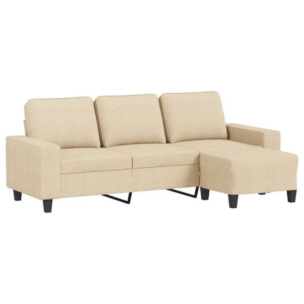 vidaXL Sofa 3-osobowa, kremowa, 180 cm, tapicerowana tkaniną