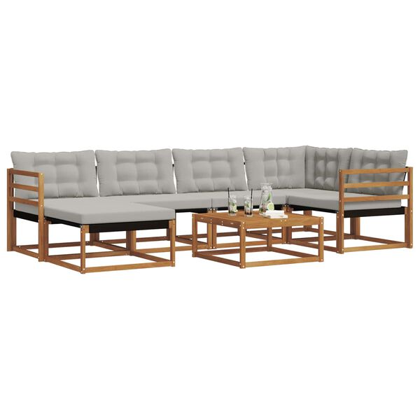 vidaXL Zestaw sof na zewnątrz z poduszką 7 pcs Naturalny i Jasny Szary