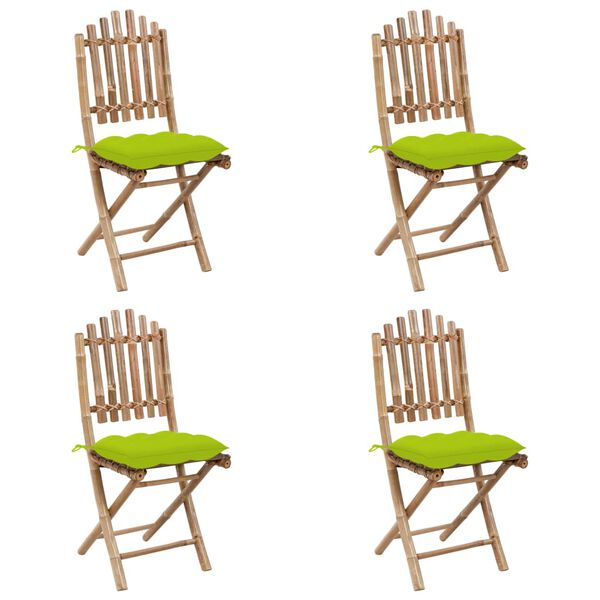 vidaXL 5-cz. zestaw składanych mebli ogrodowych z poduszkami, bambus