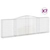 vidaXL Kosze gabionowe, 7 szt, 400x30x120/140 cm, galwanizowane żelazo