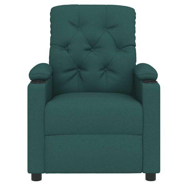 vidaXL Fotel rozkładany, ciemnozielony, tapicerowany tkaniną