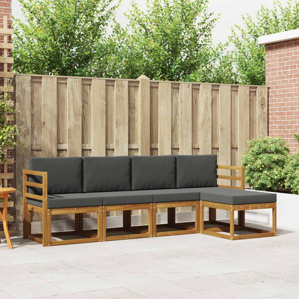 vidaXL Zestaw sof na zewnątrz z poduszką 5 pcs Naturalny i Antracytowy