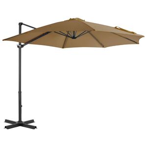 vidaXL Parasol wiszący z aluminiowym słupkiem, 300 cm, taupe