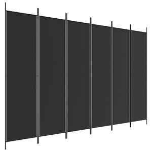 vidaXL Parawan 6-panelowy, czarny, 300x200 cm, tkanina