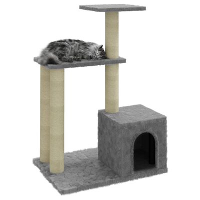 vidaXL Drapak dla kota ze słupkami sizalowymi, jasnoszary, 71 cm