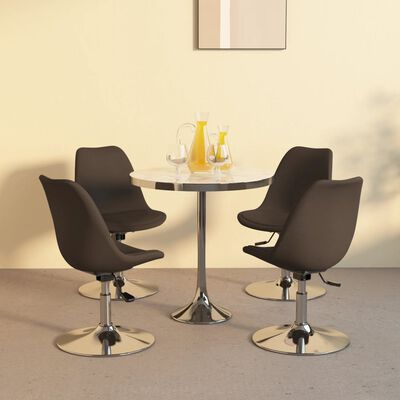 vidaXL Obrotowe krzesła stołowe, 4 szt., ciemnobrązowe, obite tkaniną