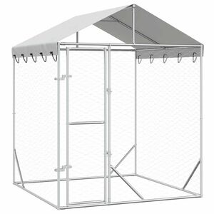 vidaXL Kojec dla psa, z dachem, srebrny, 2x2x2,5 m, stal galwanizowana