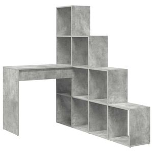 vidaXL Biurko narożne z p&oacute;łką Betonowy szary 101,5 x 149,5 x 149,5 cm