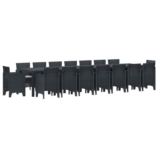 vidaXL Zestaw do jadalni ogrodowej z poduszkami 17 pcs Antracyt PP