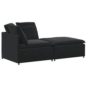 vidaXL Sofa modułowa z podn&oacute;żkiem i poduszkami aksamitna czerń