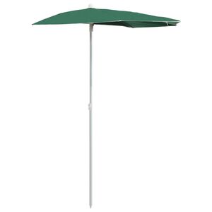 vidaXL P&oacute;łokrągły parasol ogrodowy na słupku, 180x90 cm, zielony