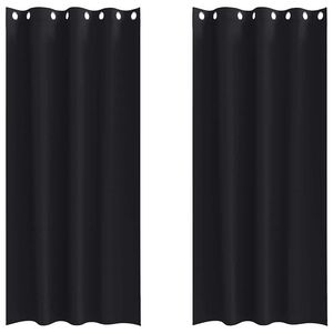 vidaXL Firany blackout z k&oacute;łkami 2 szt. Czarny 260 x 140 cm Poliester