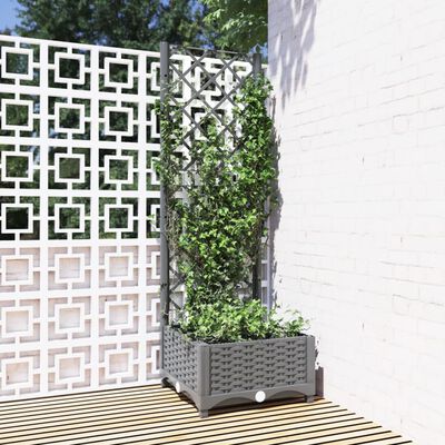 vidaXL Donica ogrodowa z kratką, jasnoszara, 40x40x121,5 cm, PP