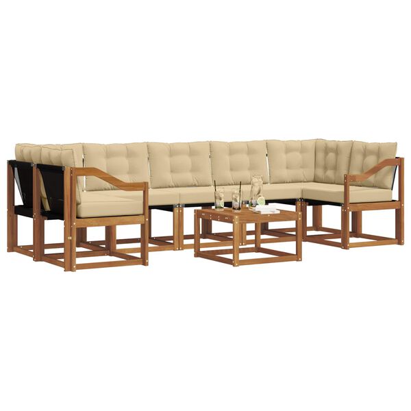 vidaXL Zestaw sof na zewnątrz z poduszką 8 pcs Naturalny i Beżowy