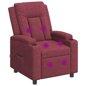 vidaXL Rozkładany fotel masujący Czerwone wino 75 x 95 x 100 cm
