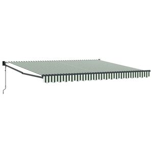 vidaXL Markiza wysuwana Zielony i Biały 400 &times; 300 cm Poliester i Metal