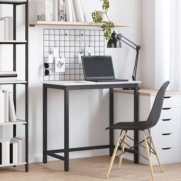 vidaXL st&oacute;ł Biały 80 x 50 x 77 cm Drewno inżynieryjne i stal