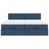vidaXL Rama ł&oacute;żka otomana z materacami, niebieska, 160x200 cm, tkanina