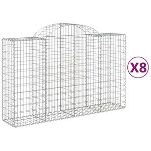 vidaXL Kosze gabionowe, 8 szt, 200x50x120/140 cm, galwanizowane żelazo