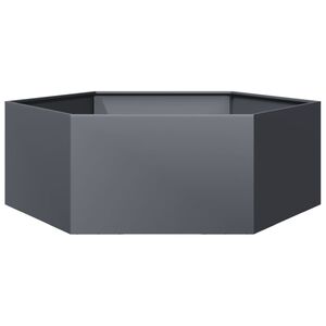 vidaXL Donica ogrodowa, antracytowa, sześciokątna, 138x120x45 cm, stal
