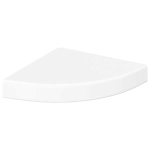 vidaXL P&oacute;łka narożna wisząca, połysk, biała, 25x25x3,8 cm, MDF