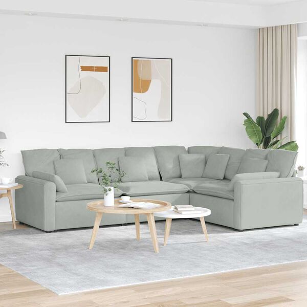 vidaXL Sofa modułowa z poduszkami aksamitna jasnoszara