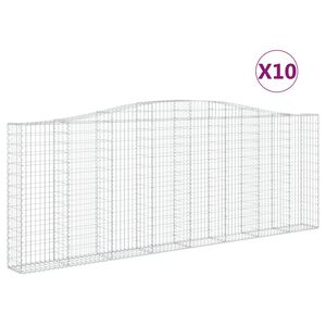 vidaXL Kosze gabionowe, 10 szt, 400x30x140/160cm, galwanizowane żelazo