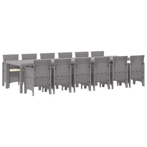 vidaXL Zestaw do jadalni w ogrodzie 13 pcs Jasnoszary Rattan Polt