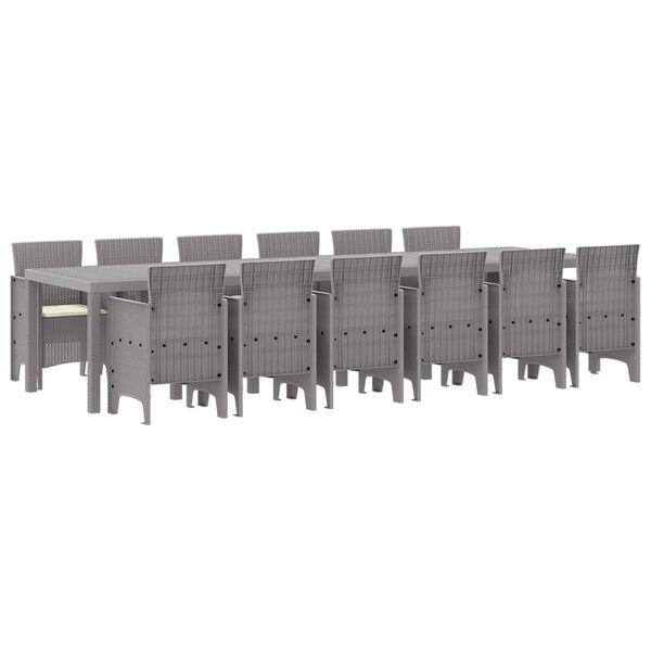 vidaXL Zestaw do jadalni w ogrodzie 13 pcs Jasnoszary Rattan Polt
