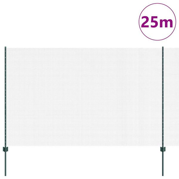 vidaXL Ogrodzenie z słupkiem Zielony 1,6 x 25 m Stal i PVC