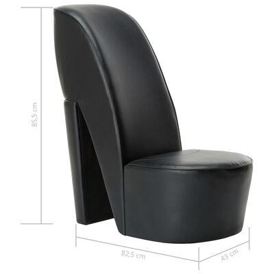 vidaXL Fotel w kształcie buta na obcasie, czarny, sztuczna skóra