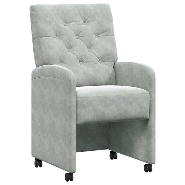 vidaXL Krzesełka jadalne na k&oacute;łkach 2 pcs Jasnoszary 58 x 67 x 97 cm