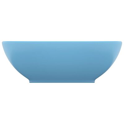 vidaXL Luksusowa, owalna umywalka, matowy błękit, 40x33 cm, ceramiczna