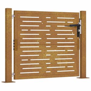 vidaXL Furtka ogrodowa, 100x75 cm, stal kortenowska, motyw prostokąty