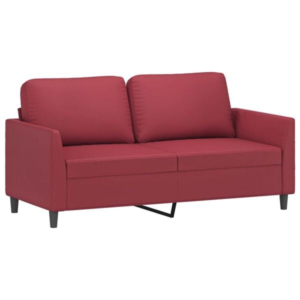 vidaXL 2-osobowa sofa, winna czerwień, 140 cm, sztuczna sk&oacute;ra