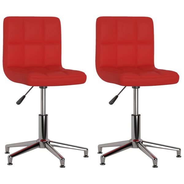 vidaXL Obrotowe krzesła stołowe, 2 szt, winna czerwień, sztuczna sk&oacute;ra